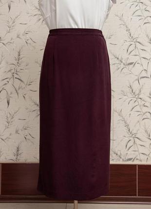 Шелковая юбка миди peter halm цвета марсала (на подкладке), gb 16, nl 42 (l-xl)1 фото