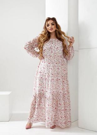 Довга шифонова сукня в квітковий принт