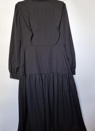 Черное длинное платье женское кэжуал warehouse с длинными рукавами5 фото