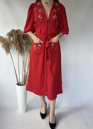 Роскошное миди платье с вышивкой вышиванка вышитое платье сарафан7 фото