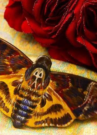 Шкіряна шпилька метелик4 фото