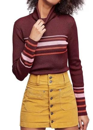 Бордовый вязаный свитер xs s джемпер с горлом вязаная кофта в полоску2 фото