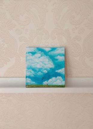 Інтер’єрна картина "нескінченне літо", картина небо та хмаринки на подарунок, у дитячу кімнату6 фото