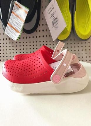 Крокс лайтрайд детские коралловые crocs kids literide clog poppy white