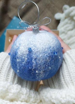 Ялинкова куля снігурі 8 см, ялинкова прикраса ручної роботи, ялинкова іграшка снігур3 фото