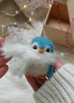 Іграшка на ялинку пінгвін, ялинкова прикраса пінгвін ручної роботи4 фото