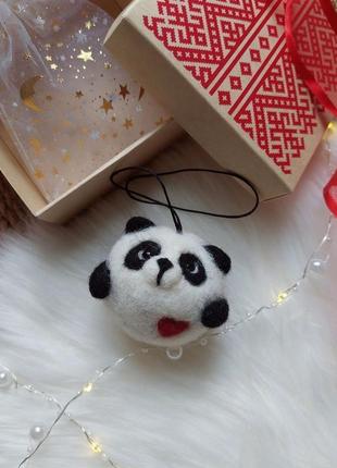 Новогодняя игрушка панда, елочный шар панда ручной работы5 фото