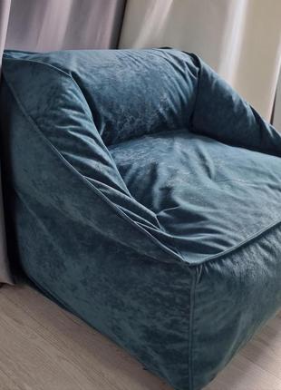 Бескаркасное кресло мешок релакс из ткани смарт велюра2 фото