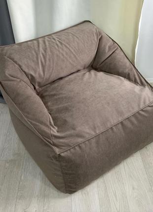 Бескаркасное кресло мешок релакс из мебельной ткани велюр3 фото