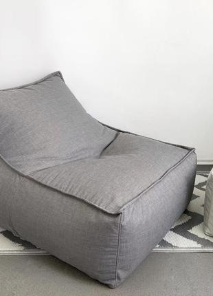 Бескаркасное кресло лежак 120*90 из ткани рогожка1 фото