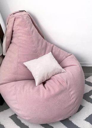 Бескаркасное кресло мешок зайка м из мебельной ткани велюр7 фото