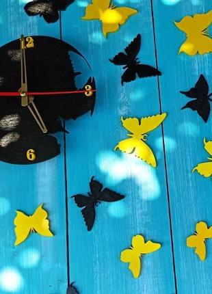 Оригинальные настенные часы "бабочки", часы с бабочками5 фото