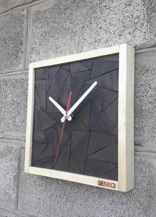 Деревянные часы из мореного дуба, настенные часы в современном дизайне, необычные настенные часы2 фото