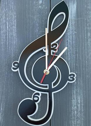 Оригінальні годинник "скрипковий ключ", години для музиканта, годинники з дерева, настінні годинники3 фото