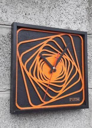 Оранжевые настенные часы, необычные настенные часы, деревянные часы1 фото