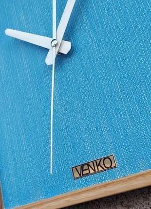 Деревянные часы с синей вставкой, уникальные настенные часы, необычные настенные часы