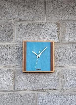 Деревянные часы с синей вставкой, уникальные настенные часы, необычные настенные часы