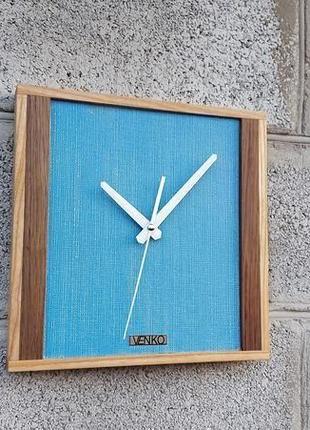 Деревянные часы с синей вставкой, уникальные настенные часы, необычные настенные часы