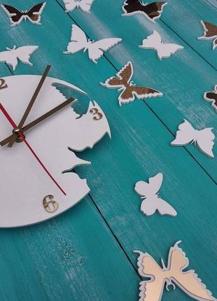 Оригинальные настенные часы "бабочки", часы с бабочками, настенные часы из дерева3 фото