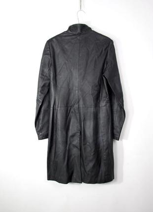 Чорне вінтажне шкіряне пальто t.a.l.c. шкіряний довгий плащ2 фото