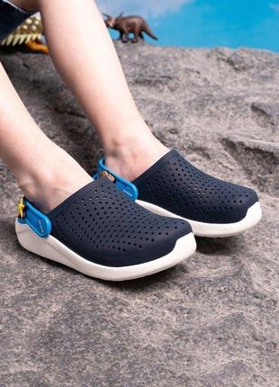 Крокс лайтрайд клог дитячі сині crocs literide clog kids navy/white10 фото