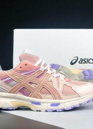 Женские кроссовки в стиле asics gel kahana 8 white purple pink асикс розовые весна-лето текстиль сетка 37-41 122444 фото