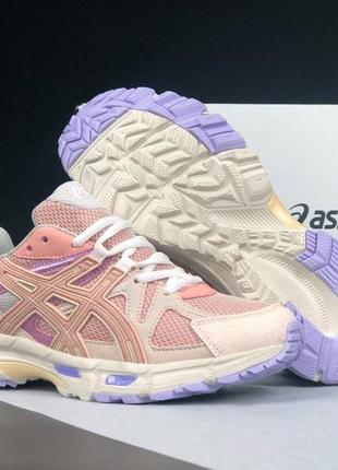 Женские кроссовки в стиле asics gel kahana 8 white purple pink асикс розовые весна-лето текстиль сетка 37-41 122445 фото