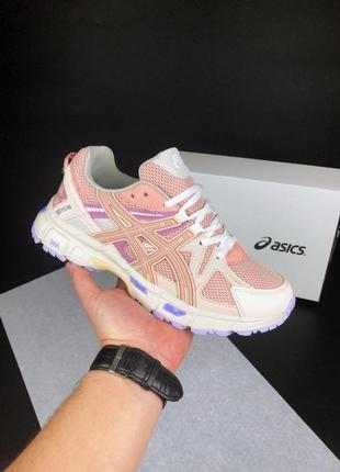 Женские кроссовки в стиле asics gel kahana 8 white purple pink асикс розовые весна-лето текстиль сетка 37-41 12244