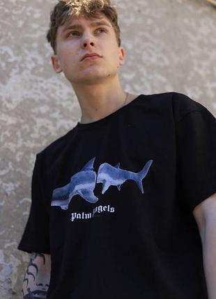 Футболка palm angels broken shark черная мужская