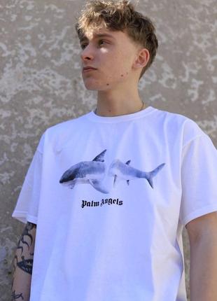 Футболка palm angels broken shark белая мужская