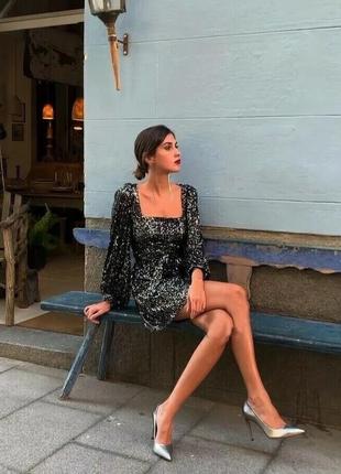 Zara міні сукня з паєтками/блискітками
