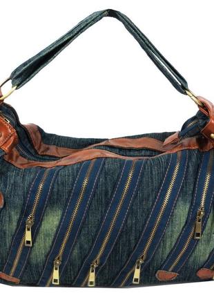 Жіноча джинсова, котонова сумка fashion jeans bag темно-синя2 фото