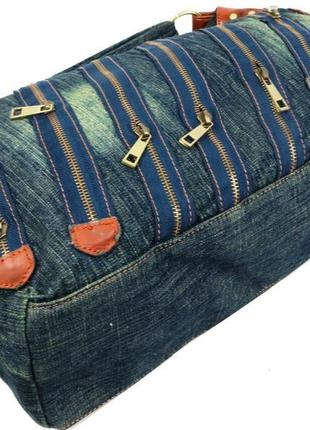 Жіноча джинсова, котонова сумка fashion jeans bag темно-синя4 фото