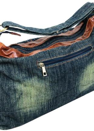Жіноча джинсова, котонова сумка fashion jeans bag темно-синя6 фото