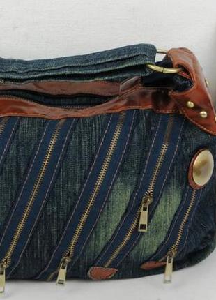 Жіноча джинсова, котонова сумка fashion jeans bag темно-синя8 фото