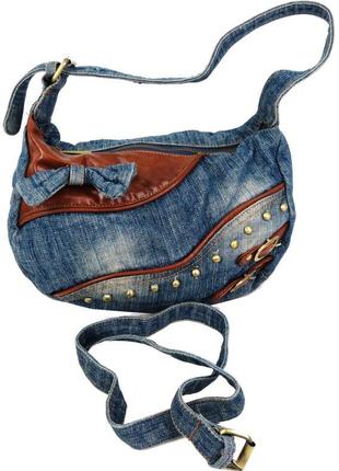 Жіноча джинсова сумка невеликого розміру fashion jeans bag синя4 фото