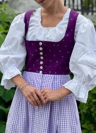 Хлопковый сарафан платье австрийский дырдь фиолетового цвета5 фото