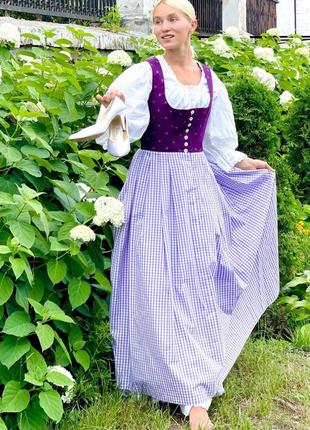 Хлопковый сарафан платье австрийский дырдь фиолетового цвета3 фото