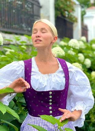 Хлопковый сарафан платье австрийский дырдь фиолетового цвета