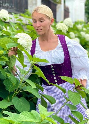Хлопковый сарафан платье австрийский дырдь фиолетового цвета
