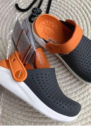 Крокс лайтрайд клог детские crocs literide kids clog grey/pink/white