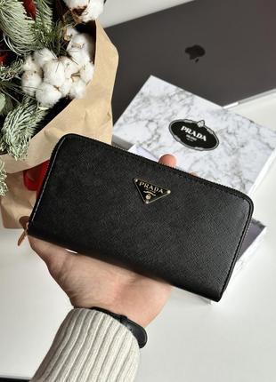 Гаманець prada zippy wallet black3 фото