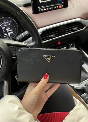 Гаманець prada zippy wallet black2 фото