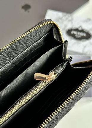 Гаманець prada zippy wallet black9 фото