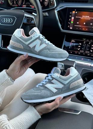 Женские кроссовки new balance 574 gray pink