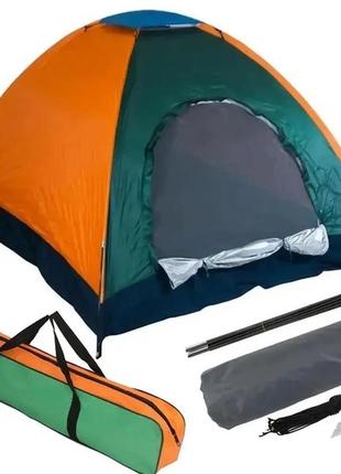 Палатка туристическая на 4 персону размер 200х200см зеленая7 фото