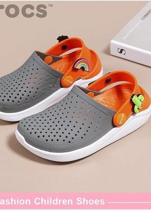 Крокс лайтрайд клог детские crocs literide kids clog grey/pink/white9 фото