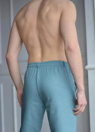 Мужские летние брюки из натурального льна men casual linen pants6 фото