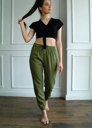 Лляні жіночі брюки, штани для йоги casual linen pants1 фото