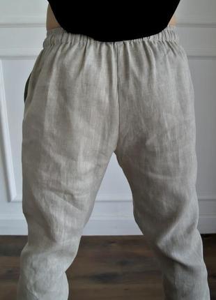 Чоловічі літні брюки з натурального льону men linen tapered pants4 фото